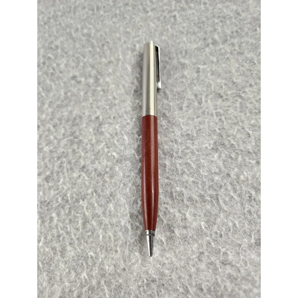 Vintage Parker Mechanical Pencil Red Silver Ribbed Textured Writing Utensil